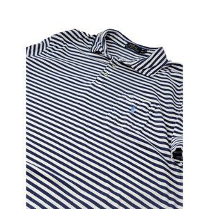 Polo Ralph Lauren Polo Shirt‎ Size XXL Blue White Striped Short Sleeve